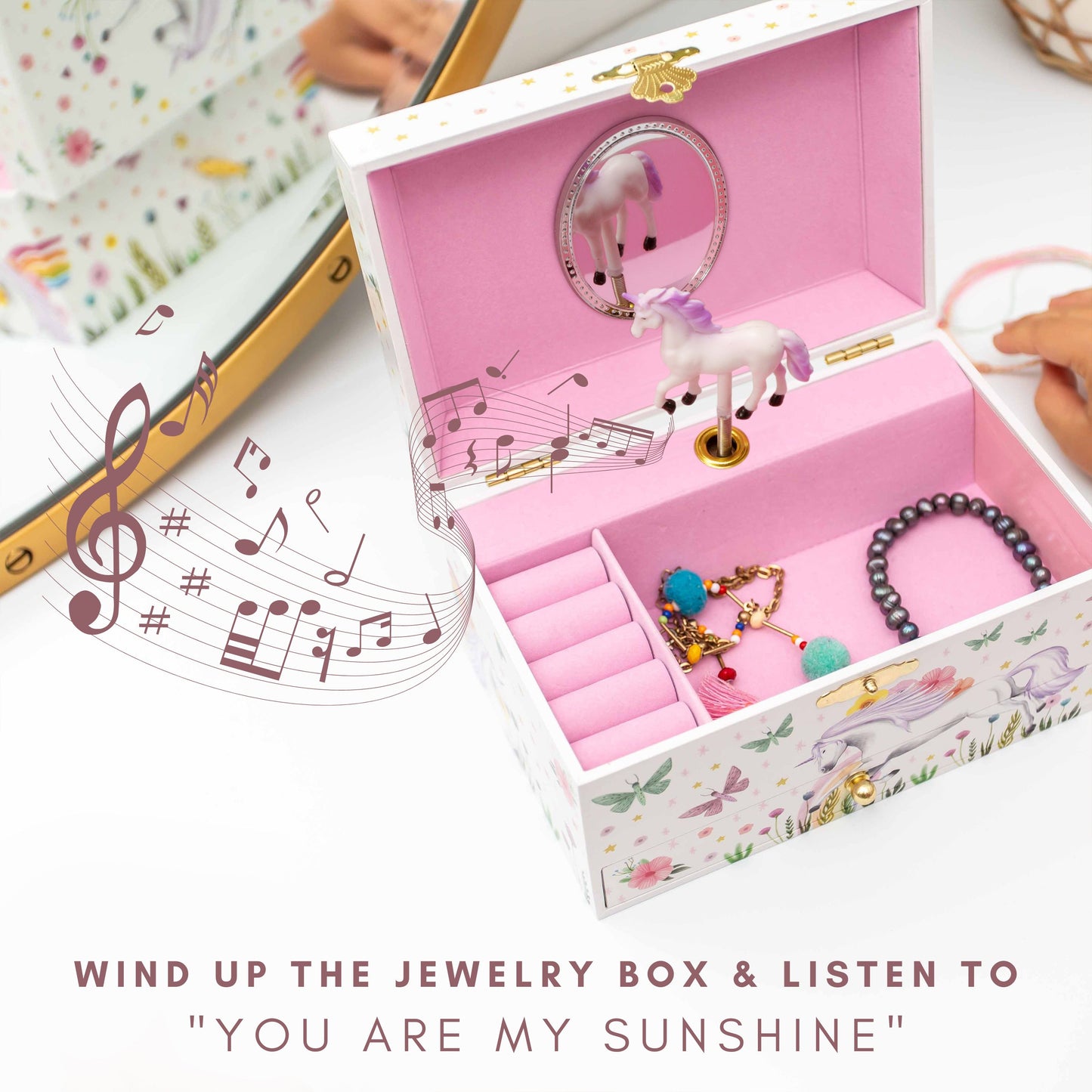 Music Jewelry Box for Girls - White Unicorn